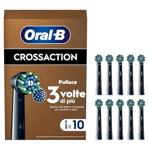 Limited-time offer: Oral-B Pro Cross Action Original Electric Toothbrush Heads, Black, Pack of 10, Suitable for Mailbox, Oral B Replacement Toothbrush Head with Angled Bristles for Deep Cleaning from 43.49 GBP to 19.18 GBP (save 56%)