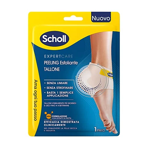 Scholl Expertcare - Peeling exfoliante para talones, visiblemente más suaves hasta 4 semanas, elimina la piel dura y seca de los talones, regenera los talones agrietados, 1 par