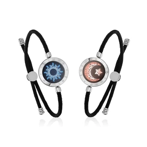 TOTWOO Bracciali per Coppie con Bluetooth - Luci e Vibrazione al Tocco, il Regalo Romantico per San Valentino e le Relazioni a Distanza - Realizzati in Acciaio Inossidabile 316L