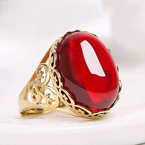 Anneau De Pierre Bague en Pierre Naturelle De Jade Rouge Femmes Découpe Bague D'Ouverture Réglable Vintage Déclaration Anneaux Cadeau De Fête De La Saint-Patrick Bijoux pour Femme Petite Amie Ma