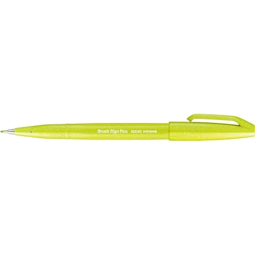 Pentel SES15 Brush Sign Pen pennarello punta fibra flessibile verde lime 10 pz