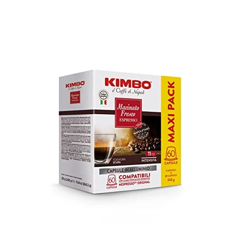 Offerta a tempo: Kimbo, Macinato Fresco, 60 Capsule Caffè in Alluminio Compatibili Nespresso®* Original®*, Miscela Forte e Corposa, Intensità 11/13, Tostatura Scura, 2 Pack da 30 Capsule - 22% da 17.99 € a 13.99 €