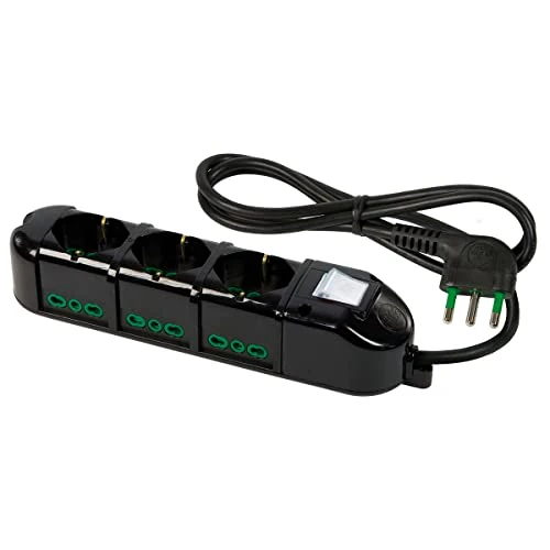 Offerta a tempo: FANTON 48123-B Multipresa elettrica 9 posti con 3 prese universali e 6 prese bivalenti italiane laterali ciabatta spina grande 16A colore nero - 27% da 13.37 € a 9.76 €