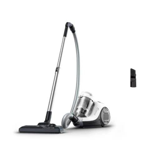 Rowenta Swift Power Cyclonic Classic 750 W Bagless Powerful Vacuum Cleaner, Cyclonic Technology, High Performance Head, 3 Filtration Levels, 7.5 m Radio Action, Parking Position, White, RO2917EA