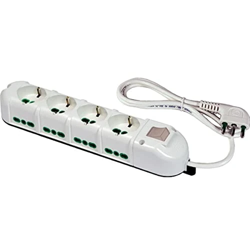 Offerta a tempo: FANTON 48132-B Multipresa elettrica 12 posti con 4 prese universali e 8 prese bivalenti italiane laterali ciabatta spina grande 16A colore bianco - 0.00% da 19.85 € a 19.85 €