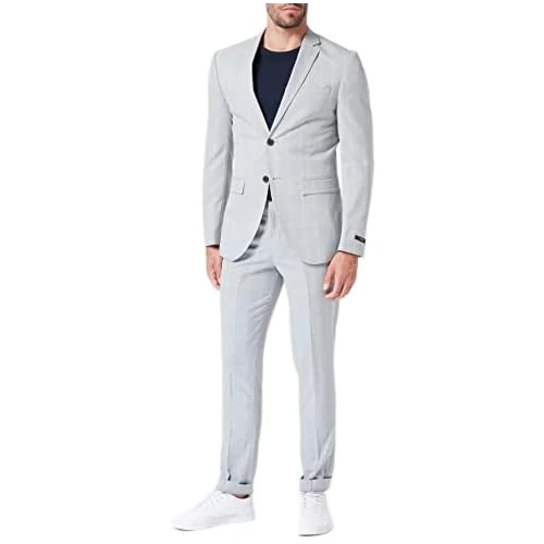 JACK & JONES Men's Jprfranco Suit Sn, Light Grey/Checks: Super Slim fit, 48
