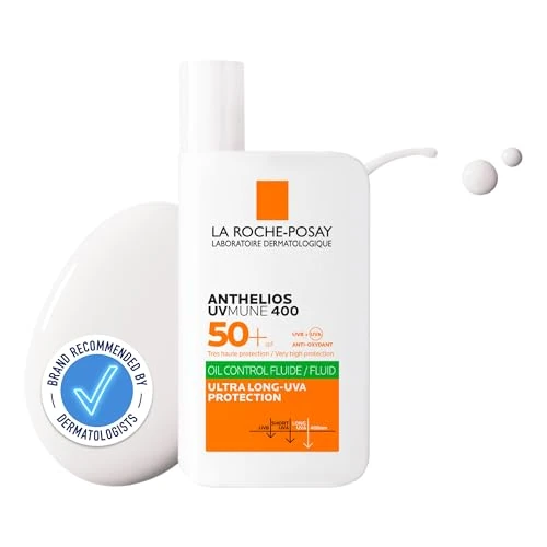 La Roche Posay Invisible Fluid z filtrem przeciwsłonecznym z SPF50+, efekt matujący, 24 godziny, wodoodporny, pot i piasek, formuła z Mexoryl 400, Anthelios UV-MUNE 400 Oil Control, 50 ml
