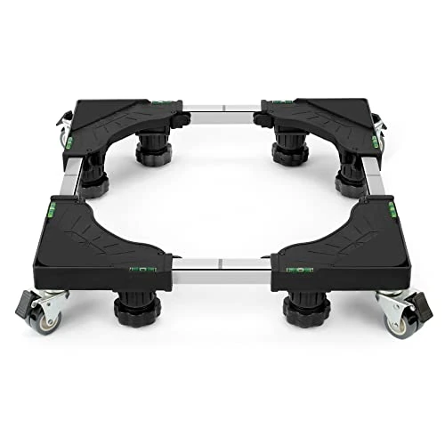 Offre limitée : W B D WEIBIDA Socle Machine a Laver 4 Roulettes Verrouillables avec 8 Pieds Rembourrés, Charge 300KG Support Machine à Laver, Largeur Réglable de 40-62cm, Hauteur de 11-12.5cm Support Électroménager de 42.99 € à 42.99 € (0.00% de remise)