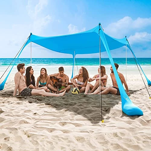 Limited-time offer: COMMOUDS Beach Tent Sun Shelter, UPF50+ Canopy 3.6m x 3.6m, Portable Umbrella Shade With 4 Aluminum Poles, Easy Set Up Family Shelter for Camping, Fishing, Outdoors from 129.99 £ to 129.99 £ (save 0.00%)