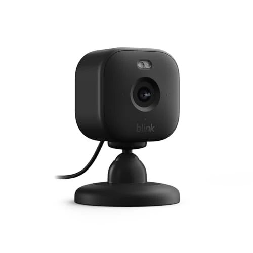 Blink Mini 2 — Slimme beveiligingscamera met stekkeraansluiting, HD-nachtzicht in kleur, ingebouwde spotlight, intercomfunctie, bewegingsdetectie, werkt met Alexa (zwart)