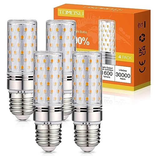 Offre limitee: Tomosu Ampoule LED E27 Blanc Chaud 3000K 1600LM, 16W Ampoules LED Équivalent 150W Lampe Halogène, AC 220-240V, Non-dimmable, Gros culot à vis E27 Maïs LED, Lot de 4 de 18.99 EUR a 16.14 EUR (economie 15%)