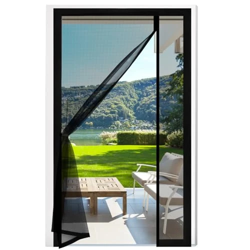 Fillis Moustiquaire magnétique Porte, 100x220cm Moustiquaire de balcon en fibre de verre Ouverture latérale Rideau anti-mouches Rideau magnétique Porte pour balcon Salon Chambre Portes