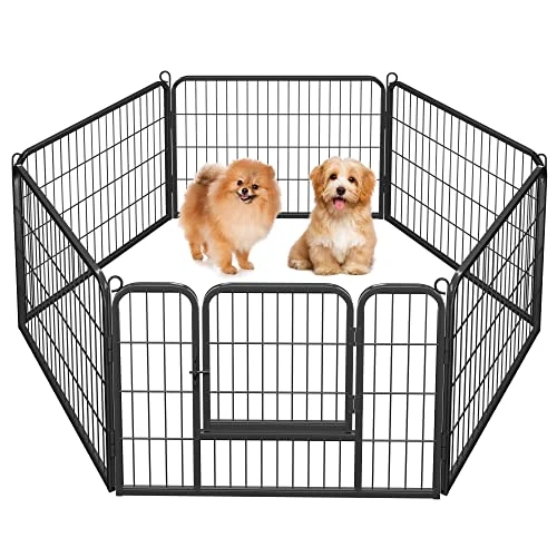 Tijdelijke aanbieding: Yaheetech Hondenverblijf, 6 stuks, 80 x 60 cm, puppy's, konijnen voor binnen en buiten, tuinnet, ijzer, metaal, zwart van 56.57 € naar 56.57 € (0.00% korting)