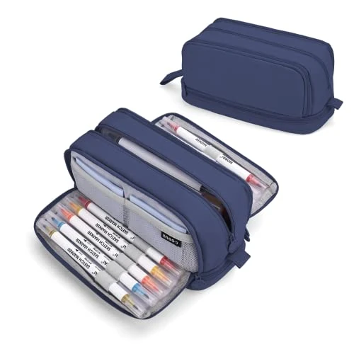 Offerta a tempo: Sciphylia Astuccio Astuccio Grande Capacità Astucci Bambini Ragazzo con 4 Scomparti Materiale Scolastico Stazionario Ufficio Trucco Borsa Astucci per Università Studente Donna Uomo, Blu Scuro - 46% da 16.99 € a 9.11 €