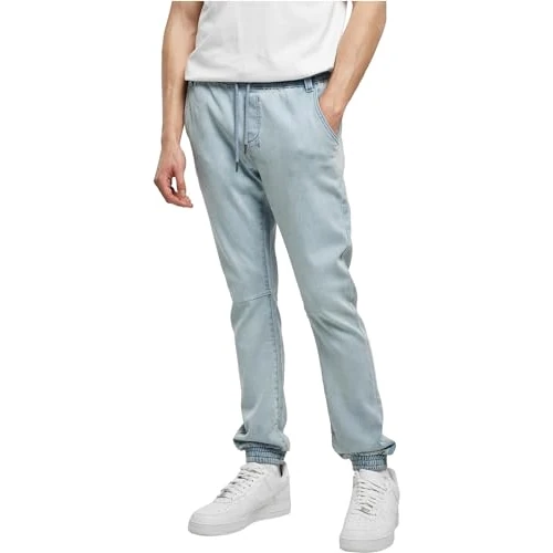 Offerta a tempo: Urban Classics Knitted Denim Jogpants, Pantaloni Uomo, Lighter Washed, - 54% da 59.90 € a 27.43 €