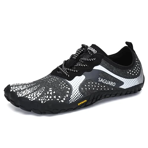 SAGUARO Versatile Minimalist Lightweight Flexible Outdoor Indoor Shoes – Gym Asphalt Beach Mountain, Unisex-Adult, Dirty white, 10 UK