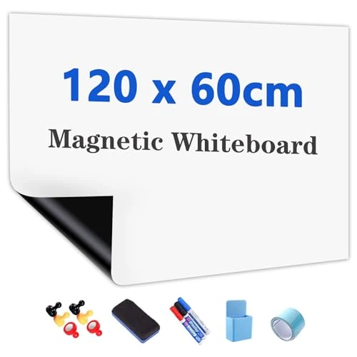 Offerta a tempo: JOMUSAGA Lavagna bianca magnetica autoadesiva cancellabile, 120 x 60 cm - 0.00% da 49.98 € a 49.98 €