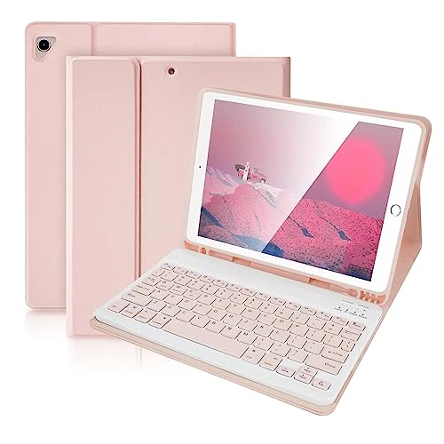 Offerta a tempo: SOPPY Custodia con tastiera Bluetooth per iPad 6a/5a generazione (2017-2018), iPad Pro 9.7, iPad Air 1-2, tastiera wireless staccabile con portamatite, custodia protettiva sottile, ricaricabile USB-C, - 0.00% da 37.05 € a 37.05 €