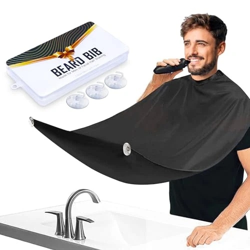 Limitiertes Angebot: Leaflai Bart Schürze, Lätzchen für die Bartrasur mit 3 Saugnäpfen, Wasserdichtes Bart Trimmen Catcher Cape,Barttrimmschürze & Rasierumhang, Geschenke für Männer von 8.99 EUR auf 7.99 EUR (Spare 11%)