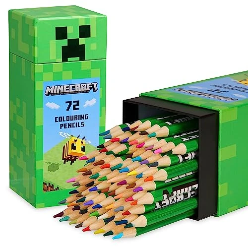 MINECRAFT Matite Colorate 72 Colori per Bambini Scatola Colori per Bambini con Creeper Pastelli Colorati Gadget Originali Regali Per Gamer