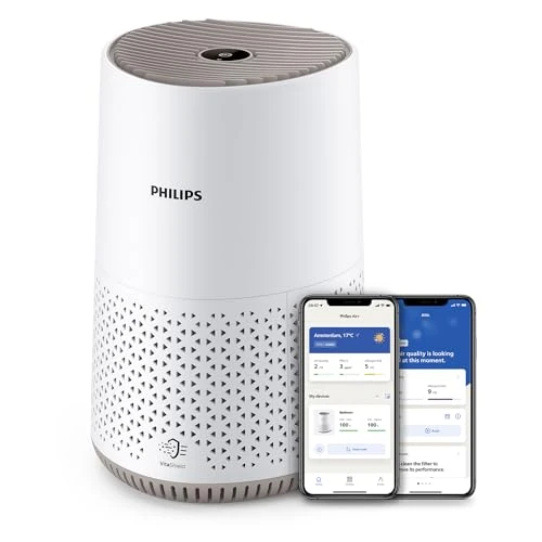 Philips Purificador de Aire Serie 600 Ultrasilencioso y de bajo consumo, para alérgicos, el filtro HEPA elimina el 99,97% de los contaminantes, cubre hasta 44m2, controlado por app, blanco (AC0650/10)
