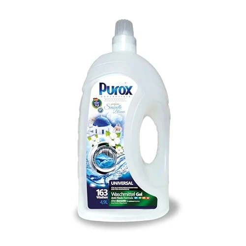 PUROX UNIVERSAL Sensual Flowers Liquid Detergent (163 Washes) Gel for Coloured and White Clothes, HDPE 4.9 L