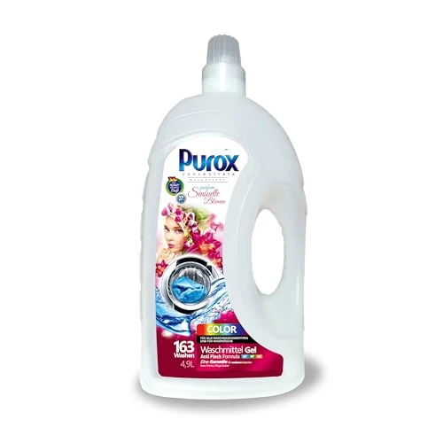 PUROX COLOR Sensual Flowers Liquid Detergent (163 Washes) Gel for Coloured Clothes, HDPE 4.9 L