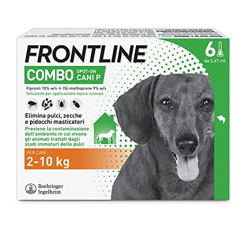 Offerta a tempo: FRONTLINE Combo, 3+3 Pipette, Cane Taglia S (2-10 kg), Antiparassitario per Cani e Cuccioli di Lunga Durata, Protegge il Cane e Anche la Casa da Pulci, Zecche, Uova e Larve, Antipulci 6 Pipette - 54% da 74.80 € a 34.48 €