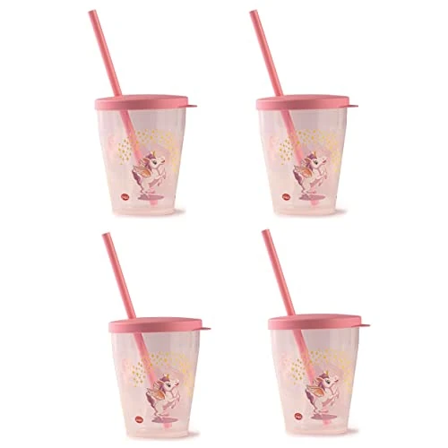Oferta limitada: Snips Juego de 4 Vasos con Pajita y Tapa, 385 ml, Vasos Reutilizables para Agua, Zumos y Bebidas, Aptos para Lavavajillas, Decoración Unicornio, Made in Italy de 12.99 € a 11.04 € (ahorro 15%)