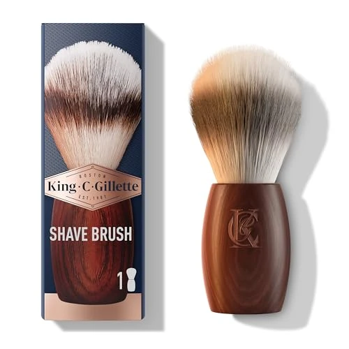 Gillette King C Gillette Men's Soft Fiber Shaving Brush - Natural Wood Handle - Professional Quality Shave for Optimal Comfort and Precision