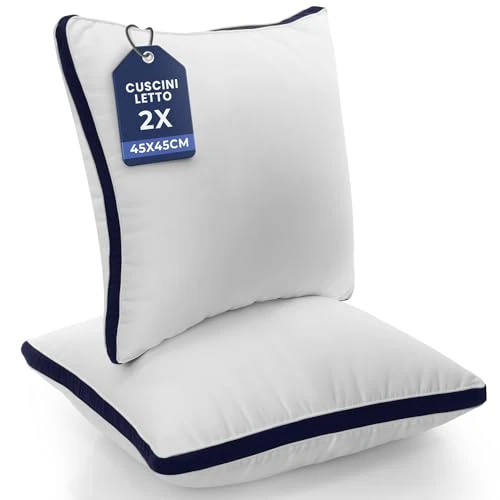 Utopia Bedding Kopfkissen (2er Set), 45 x 45 cm Schlafkissen, Gebürsteter Stoff Bezug Bettkissen, Premium Qualität Weich et Atmungsaktiv Kissen (Marineblau)