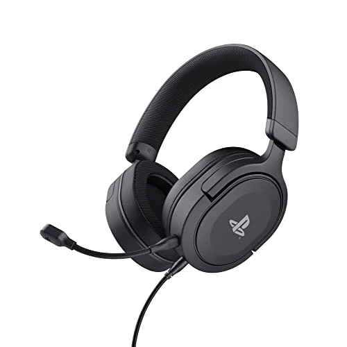Trust Gaming GXT 498 Forta Casque PS5 Durable, Licence Officielle pour PlayStation 5, Casque Gamer PS4, Arceau Réglable, Câble de 1,2 m, Casque Gaming Over Ear avec Microphone Détachable, Noir