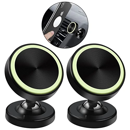 Vinabo 2-Piece Magnetic Car Phone Holder, 360° Rotation, Universal Smartphone Compatible, Dashboard Mount with Sticky Base