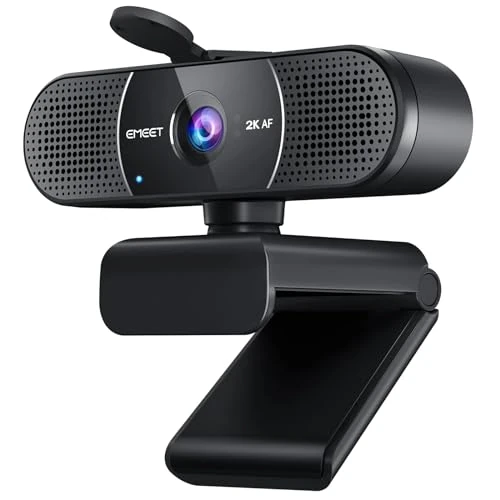 Tijdelijke aanbieding: EMEET C960 2K Webcam, QHD webcam met lensdop en dubbele microfoon, PDAF autofocus, 70° streaming-camera met automatische lichtcorrectie, voor zoom/Skype/YouTube, Linux, Win10, Mac OS van 53.18 EUR naar 49.99 EUR (korting 6%)
