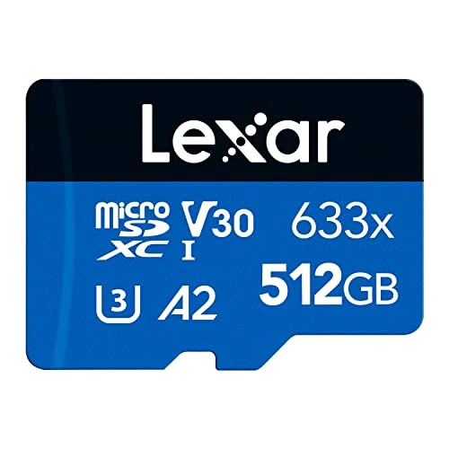 Offerta a tempo: Lexar Scheda Micro SD 512 GB, Scheda di Memoria microSDXC UHS-I Con Adattatore SD, Fino a 100 MB/s in Lettura, A2, C10, U3, V30, Scheda TF per Smartphone/Tablet/Telecamera - 23% da 83.21 € a 63.67 €