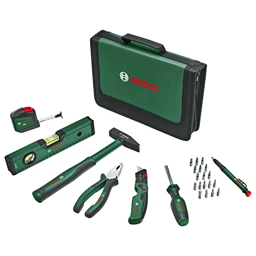Limited-time offer: Bosch Universal 25 Piece Hand Tool Set (Versatile Tool Set for General Home Works, Folding Knife, Combination Pliers, Tape Measure, Spirit Level and More) - Amazon Edition from 74.99 GBP to 74.99 GBP (save 0%)