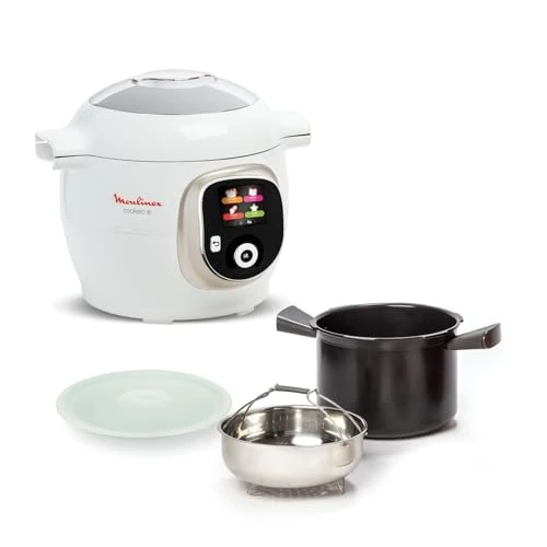 Moulinex Cookeo Smart Multicooker, 6L, Pressure, Intuitive Screen, Guided Cooking, Storage Lid, App, 150 Recipes, White