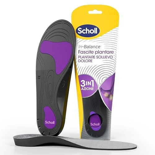 Scholl In-Balance - Plantilla para aliviar el dolor de fascitis plantar, plantillas con arco plantar reforzado y soporte en el talón para aliviar el dolor, talla M (40-42), 1 par, hombre y mujer