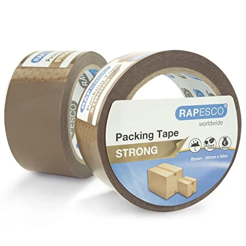 Offerta a tempo: RAPESCO 1696 Nastro da Imballaggio, 50 mm x 60 m, Marrone, Confezione da 2 - 58% da 9.60 € a 3.99 €