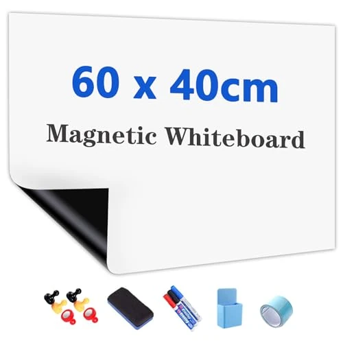 Offerta a tempo: JOMUSAGA Lavagna bianca magnetica autoadesiva cancellabile, 60 x 40 cm - 0.00% da 26.89 € a 26.89 €