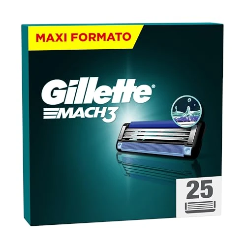 Gillette Mach3 Replacement Blades for Men's Razor, 3 Blade Razors, 25 Replacement Blades for Razor Stronger Steel
