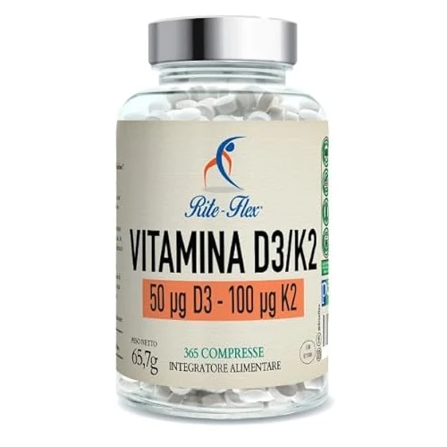 Offerta a tempo: Rite-Flex - Vitamina D3 / K2 - 365 Compresse — 58% da 11,99 € a 5,08 €