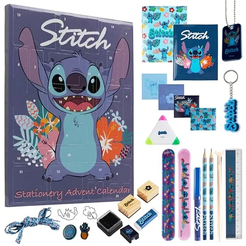Limitiertes Angebot: Disney Stitch Adventskalender 2025 Kinder Jugendliche Weihnachtskalender mit 24 Überraschungen Schreibwaren oder Haarschmuck Mädchen Geschenk Idee (Blau Stitch Schreibwaren) von 38.99 EUR auf 20.99 EUR (Spare 46%)