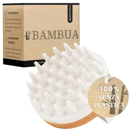 Offre limitée : BAMBUA Brosse Massage Cuir Chevelu - Effet Anti-Pelliculaire - Pour Massage Sous la Douche - Premium Scalp Massager - Incl. E-Book 'Cuir Chevelu Sain' (Blanc) de 9.99 € à 9.49 € (5% de remise)