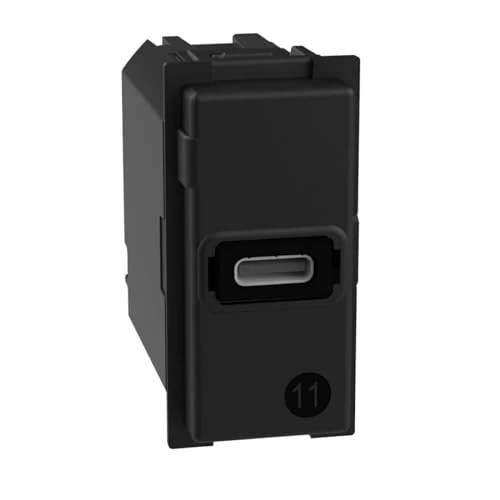 Bticino K4192C Caricatore USB con un ingresso tipo C, da installare nella placca Living Now, fino a 20W, 1 modulo, Tensione nominale: 100-240Vac; Potenza nominale (W): 20W; Uscita 5 - 9 - 12 VDC