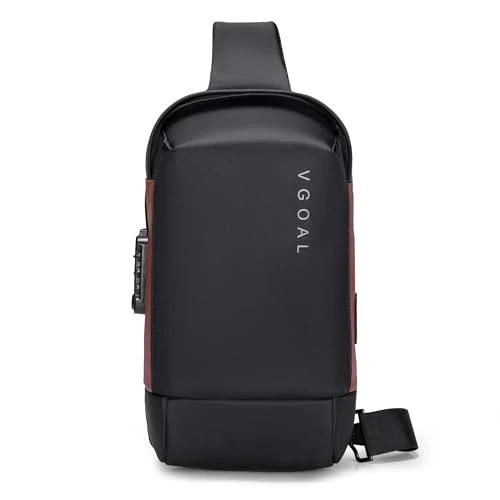 VGOAL Bolso bandolera para hombre y mujer, mini mochila bandolera para viaje, deporte, correr, senderismo, negro, 9,7 pulgadas, Negro, 9.7 Inch