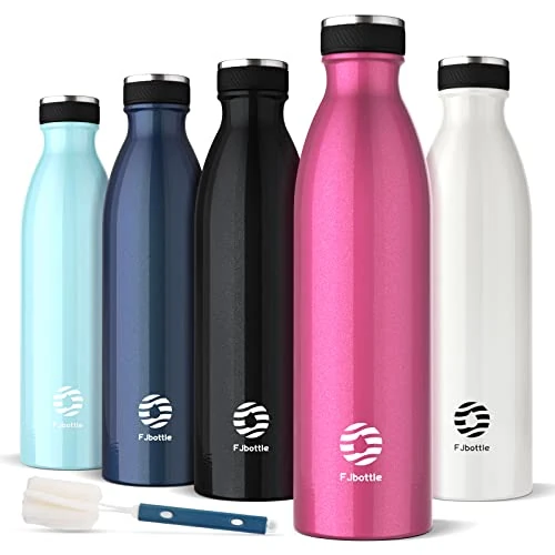 FJbottle Borraccia Termica 1 Litro + Spazzola - Bottiglia Termica Senza BPA/Senza Perdite, 12H Caldo/24 Freddo Sportiva Borracce per Bambini, Scuola, Palestra, Yoga, Ciclismo