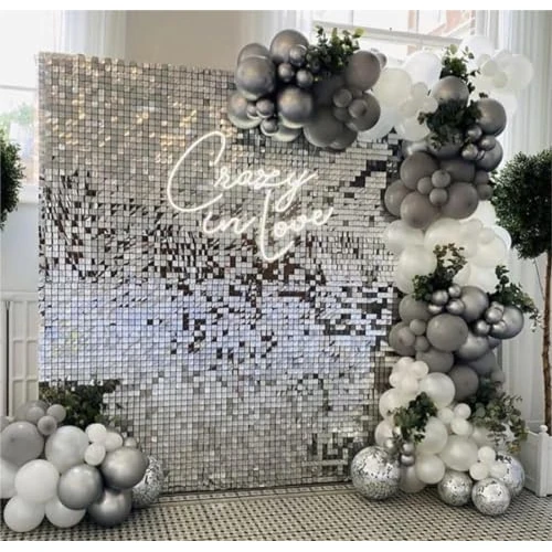 Zeitlich begrenztes Angebot: Kate 24PCS Shimmer Wall Panels Pailletten Wand Weiß Silber Pailletten Hintergrund Pailettenvorhang Party Panels für Partydeko von 129.99 € auf 129.99 € (0.00% Rabatt)