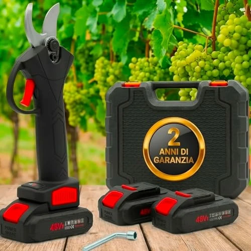 Offerta a tempo: 081 Store - Forbici da Potatura Elettriche 48V con 2 Batterie, Cesoie Professionali a Batteria con Valigetta, Taglio Rami fino a 25 mm, Lame in Acciaio, 2 Anni di Garanzia - 0.00% da 33.90 € a 33.90 €