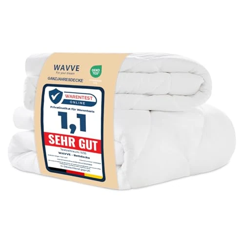 WAVVE Kołdra 135 x 200 na 4 pory roku, 2-częściowa – kołdra całoroczna 135 x 200 cm 300 g/m²+ kołdra letnia 135 x 200 150 g/m² = kołdra zimowa 450 g/m², kołdra pikowana 200 x 135 cm, na cztery pory